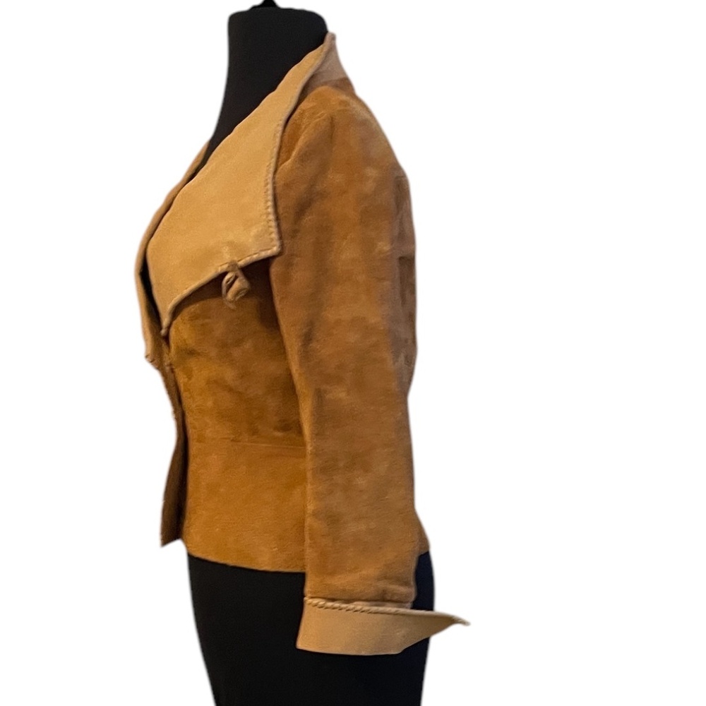 Vintage Handcrafted Custom Made Char Of Mexico Women's Leather Suede Jacket Xs View 4